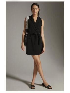 Anthropologie Sleeveless Vest Mini Dress Black 1X NWT